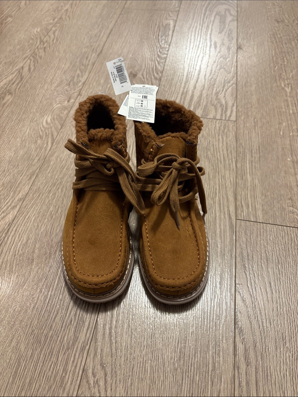 Gap Kids Kids Tan Faux-Suede Fur-Lined Lace-Up Boots